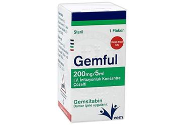 GEMFUL 200 MG/5 ML IV INFUZYON ICIN KONSANTRE COZELTI ICEREN 1 FLAKON